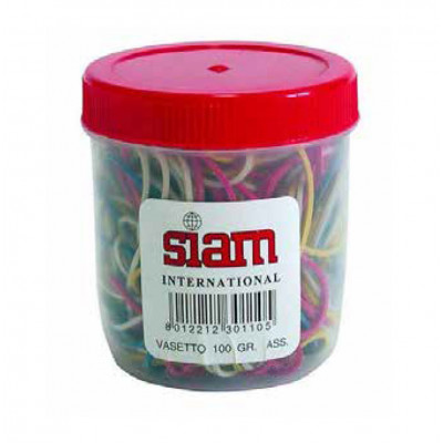 Elastici colori e diametri assortiti in vasetto gr 100   B12