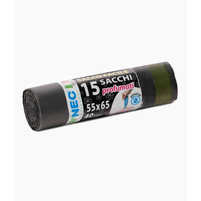 Sacco Facile 55X65 cm HD nero profumato rotoli 15 pz B70