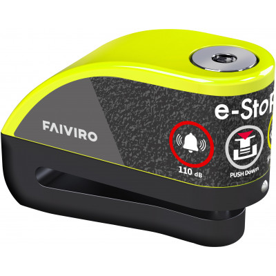 Lucchetto E-STOP VIRO - Bloccadisco con allarme nero giallo