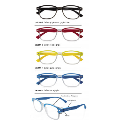 Occhiali DE TOMASO ricarica 4 pz. vari colori diottr.+1,00