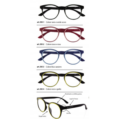 Occhiali DE TOMASO ricarica 4 pz. vari colori diottr.+3,00