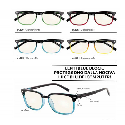 Occhiali DE TOMASO ricarica 4 pz. vari colori diottr.+2,50